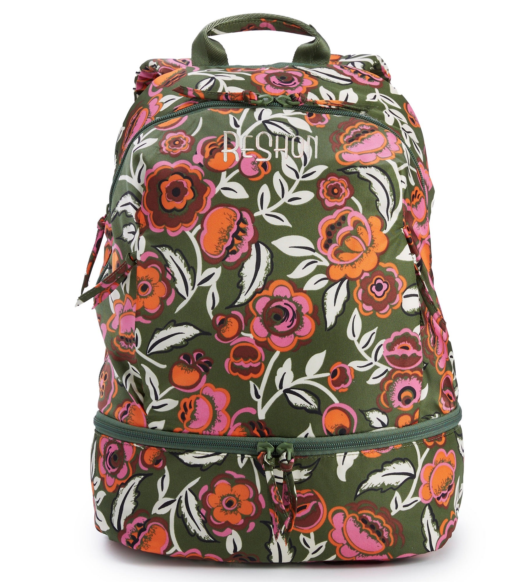 Embroidered Vera Bradley Chancery Backpack in Bubbly Flowers Green