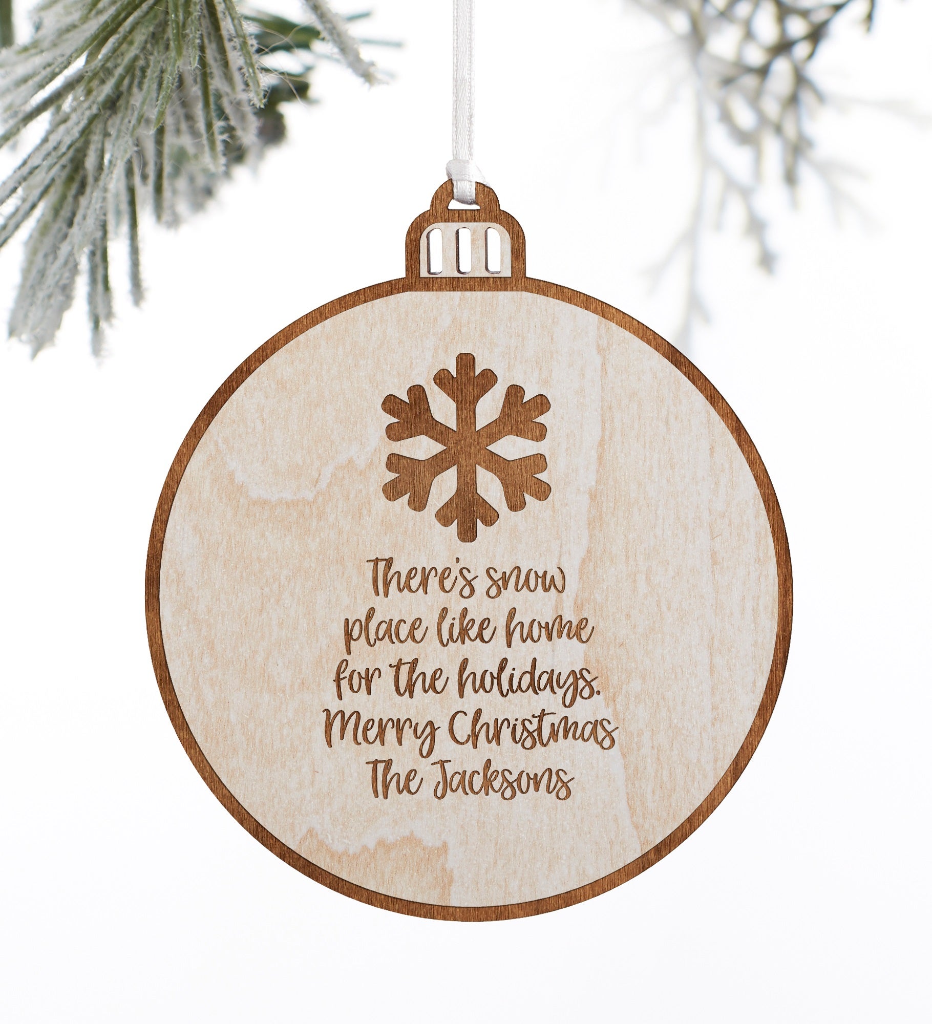 Kittenish Engraved Wood Holiday Icon Ornament