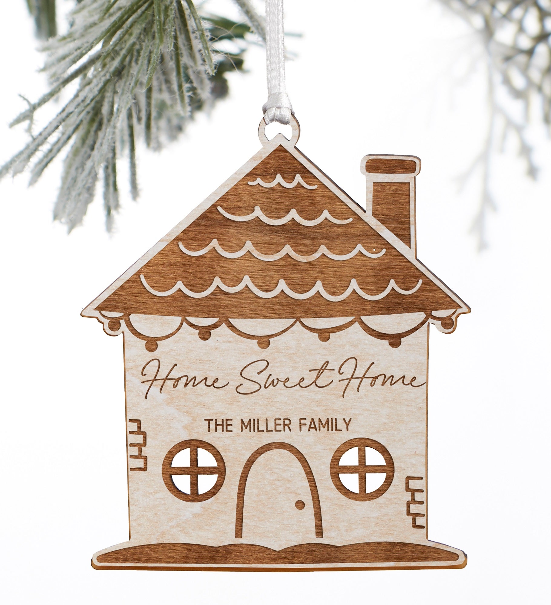 Kittenish Engraved Wood Holiday Home Ornament