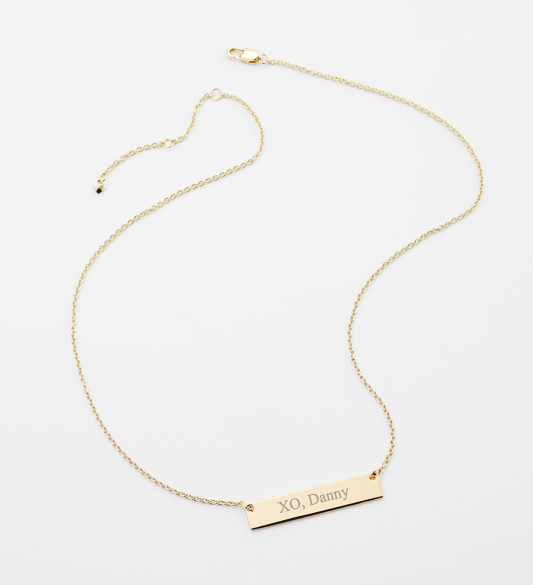 Kittenish Engraved Gold Bar Necklace