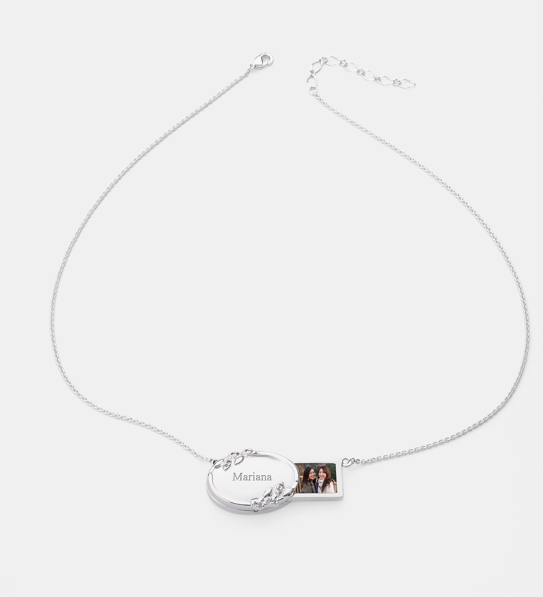 Kittenish Engraved Floral Oval Sliding Locket