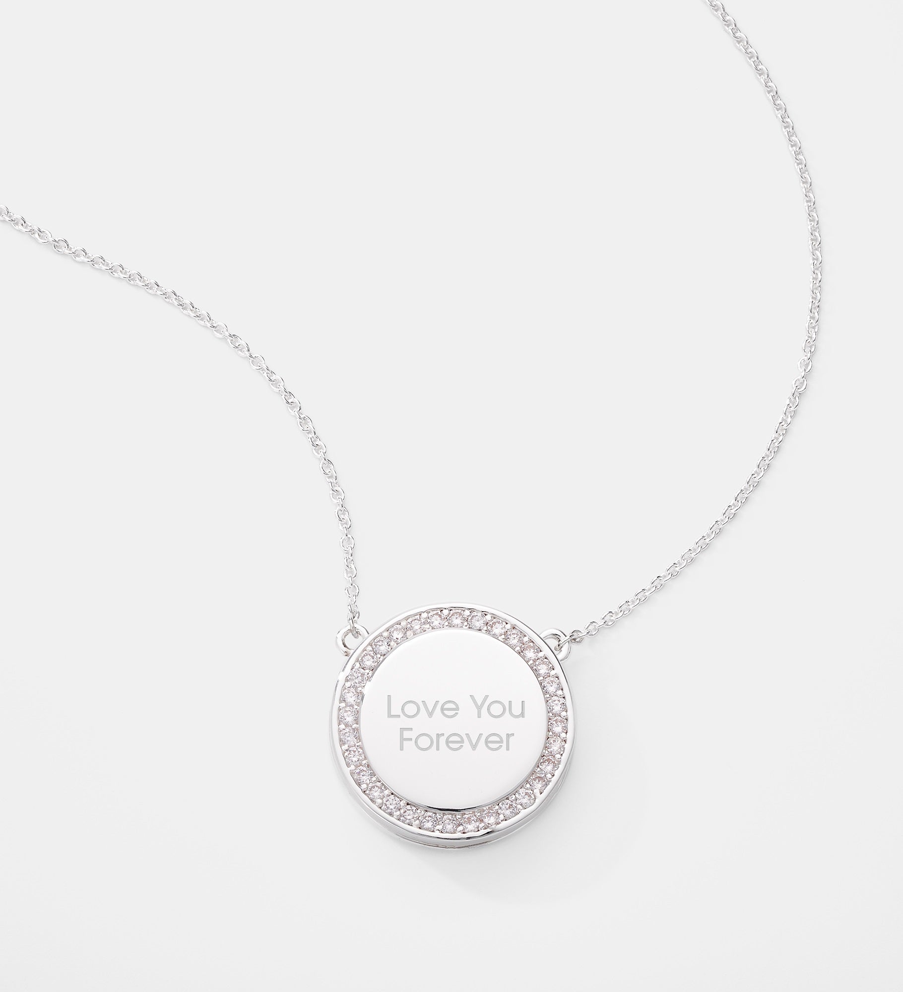 Kittenish Engraved Silver Pave Round Sliding Locket