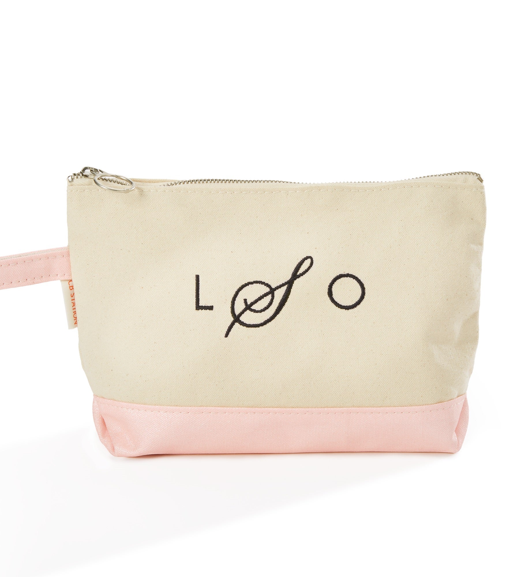 Kittenish Embroidered Metallic Pink Cosmetic Bag