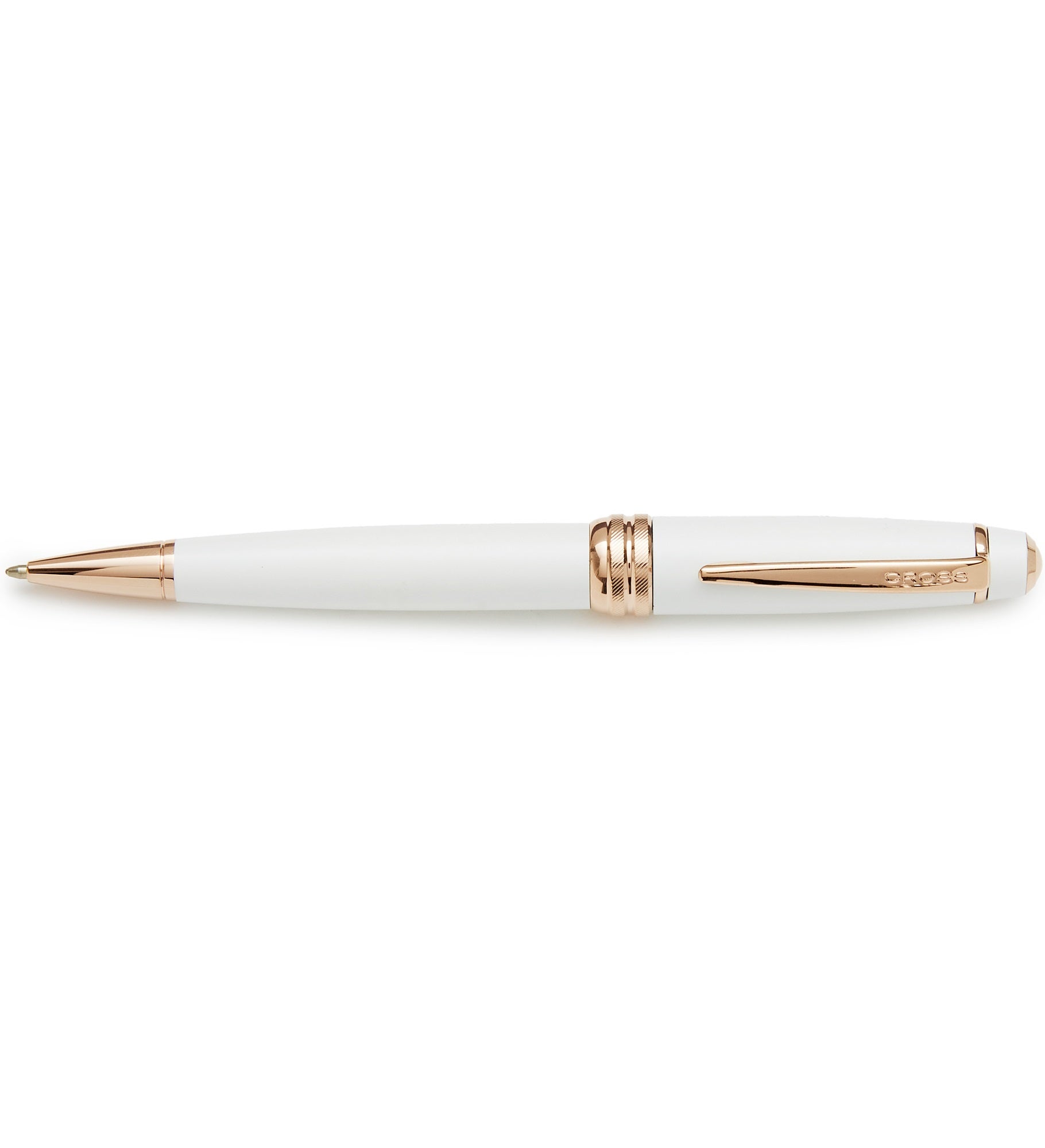 Engraved Cross Bailey White Lacquer and Rose Gold Ballpoint Pen