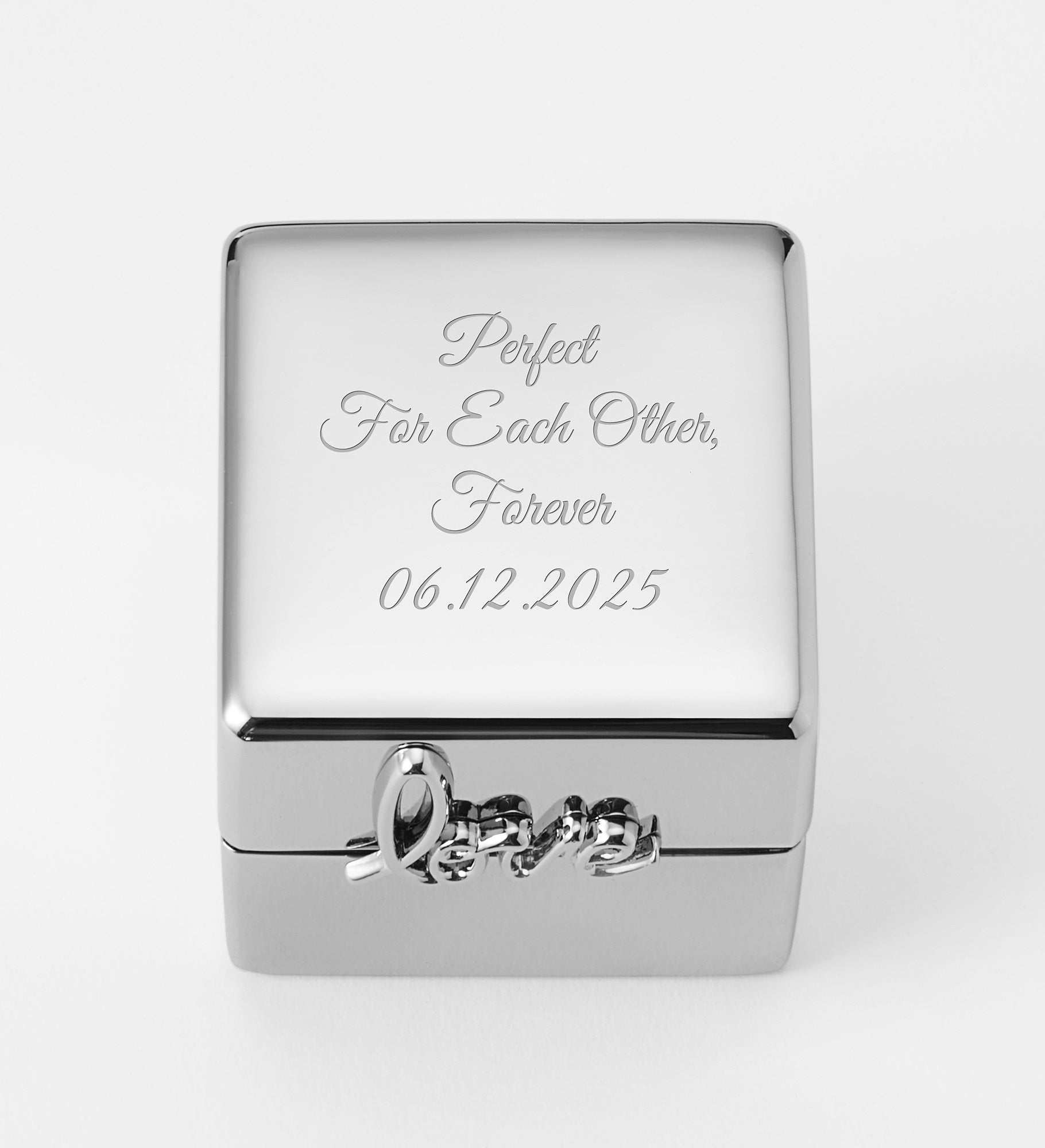 Kittenish Engraved Love Silver Ring Box