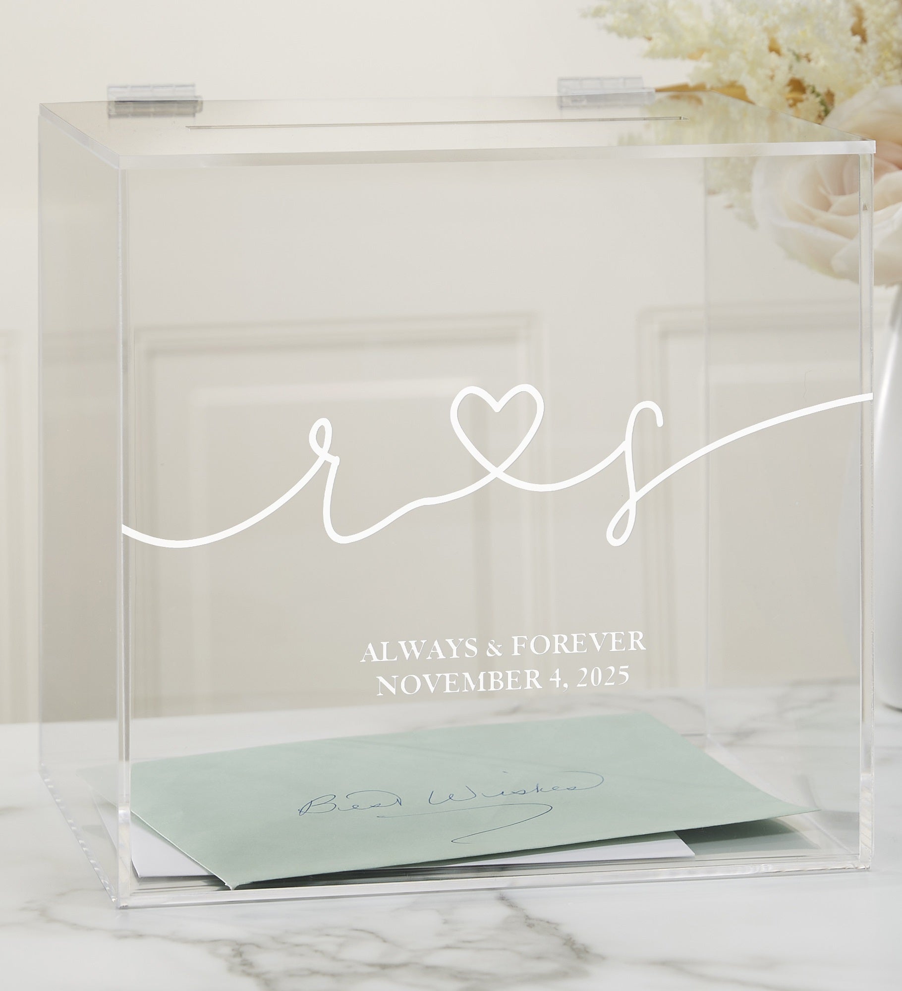 Kittenish Drawn Together By Love Engraved Wedding Acrylic Card Box