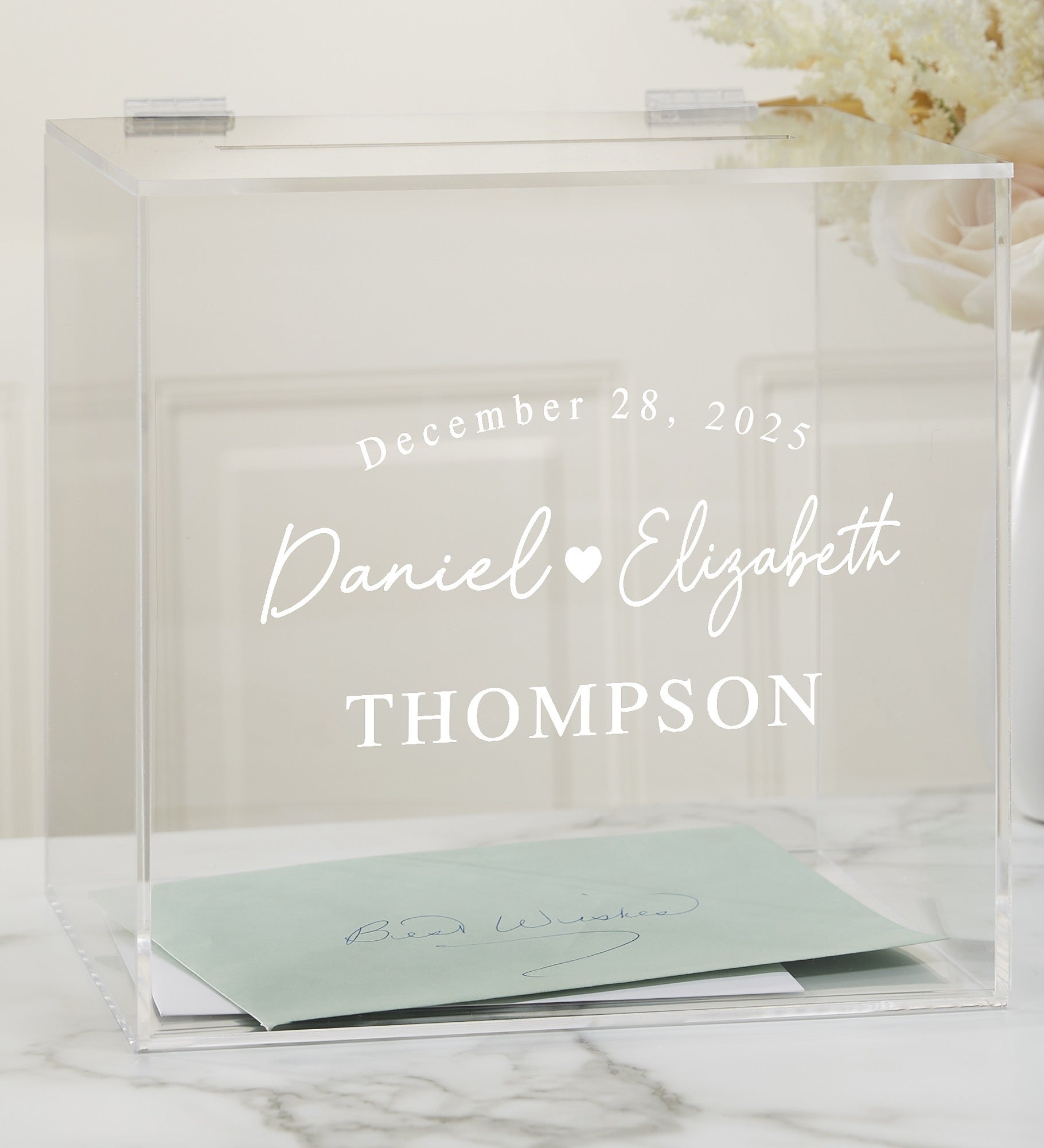 Kittenish Simply Us Engraved Wedding Acrylic Card Box