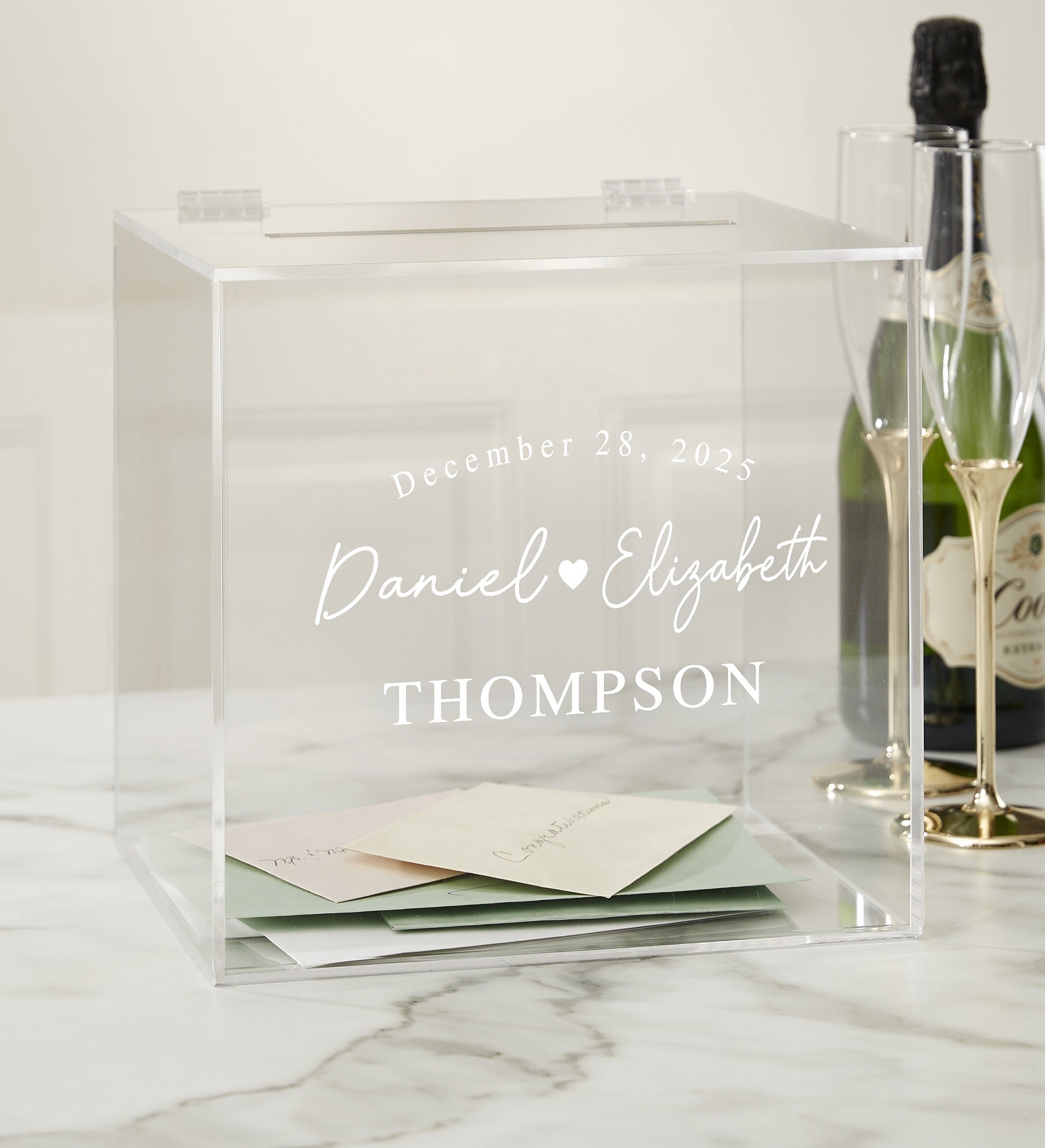 Kittenish Simply Us Engraved Wedding Acrylic Card Box