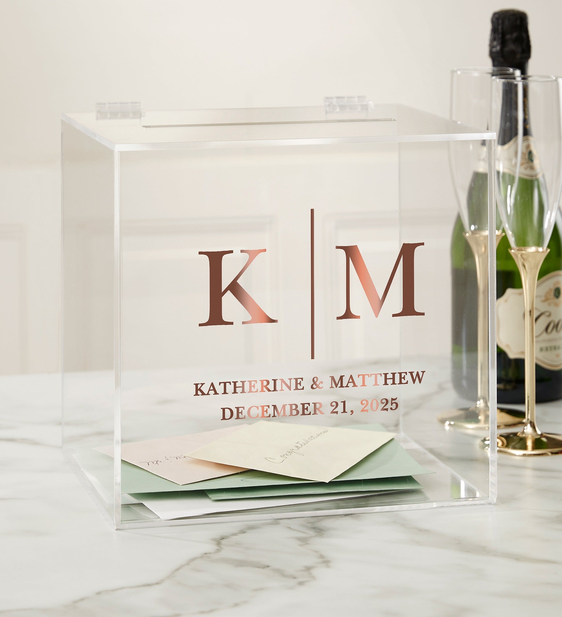 Kittenish Moody Chic Personalized Wedding Acrylic Card Box