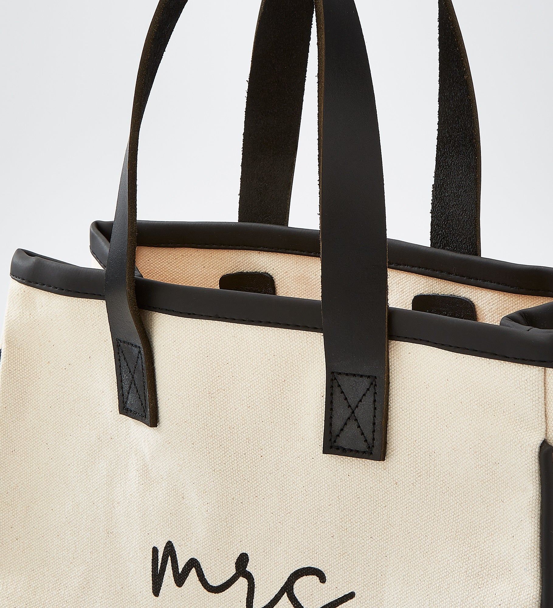 Kittenish "Mrs." Canvas and Leather Mini Tote Bag