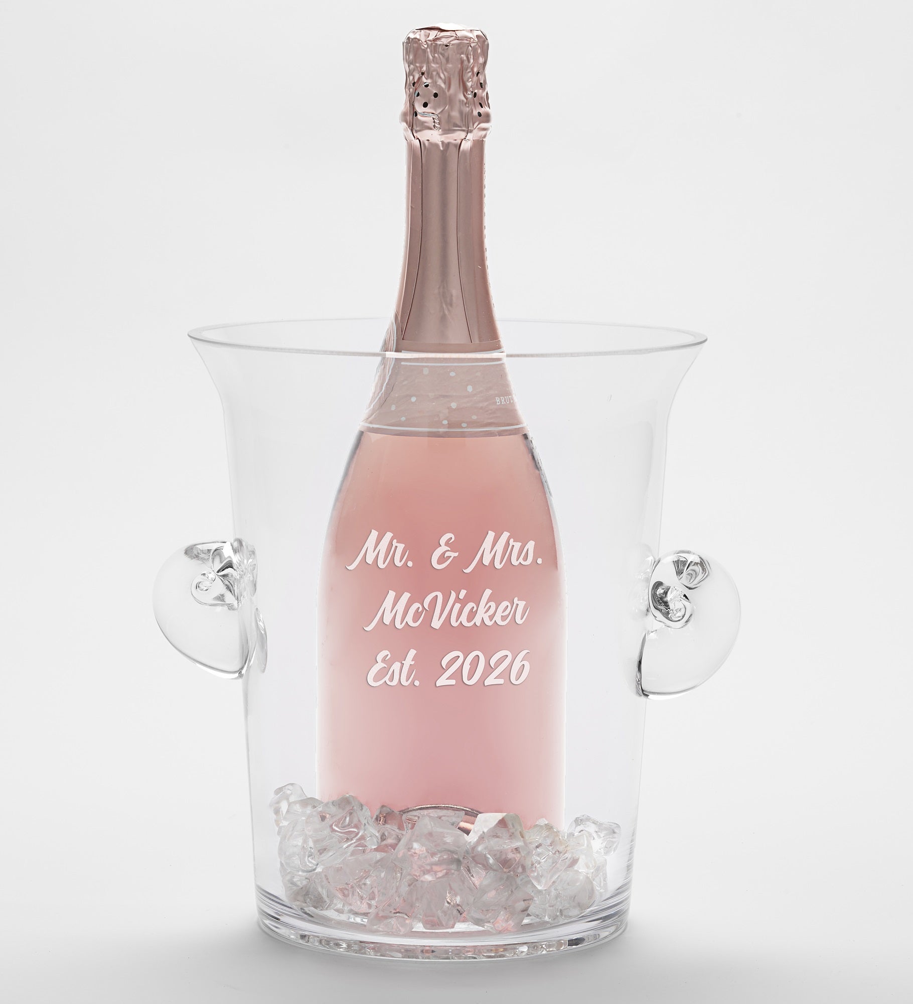 Kittenish Engraved Glass Ice Bucket & Chiller with Handles
