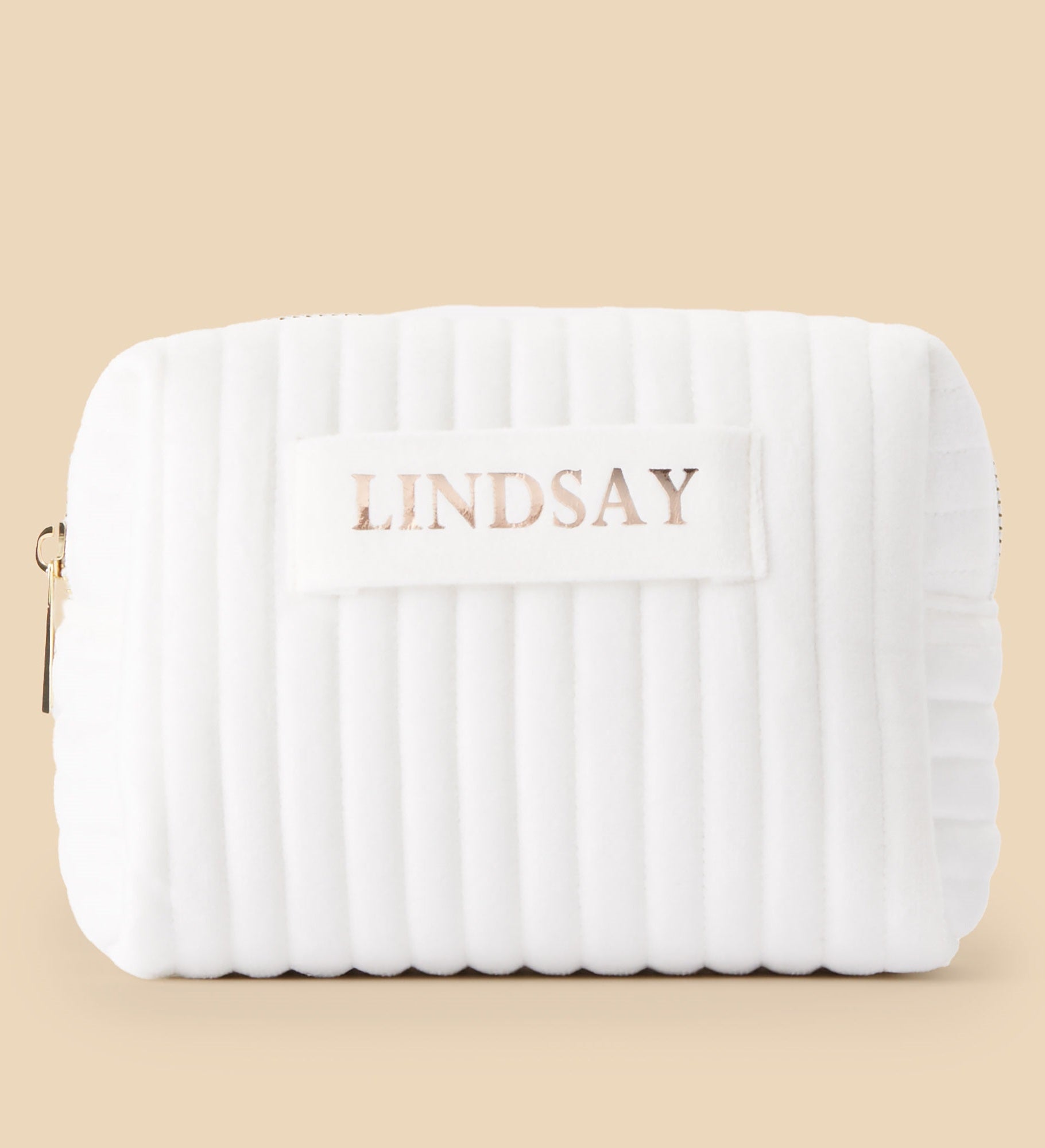 Kittenish Metallic Foil Personalized Small Velvet Makeup Bags