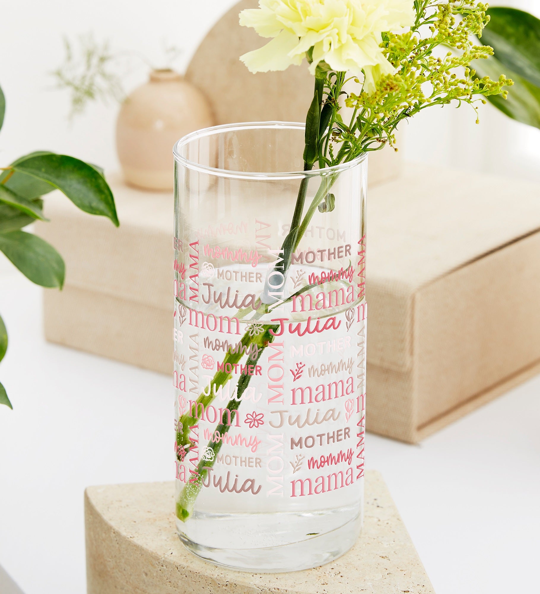 Kittenish Personalized Repeating Name Mother's Day Vase