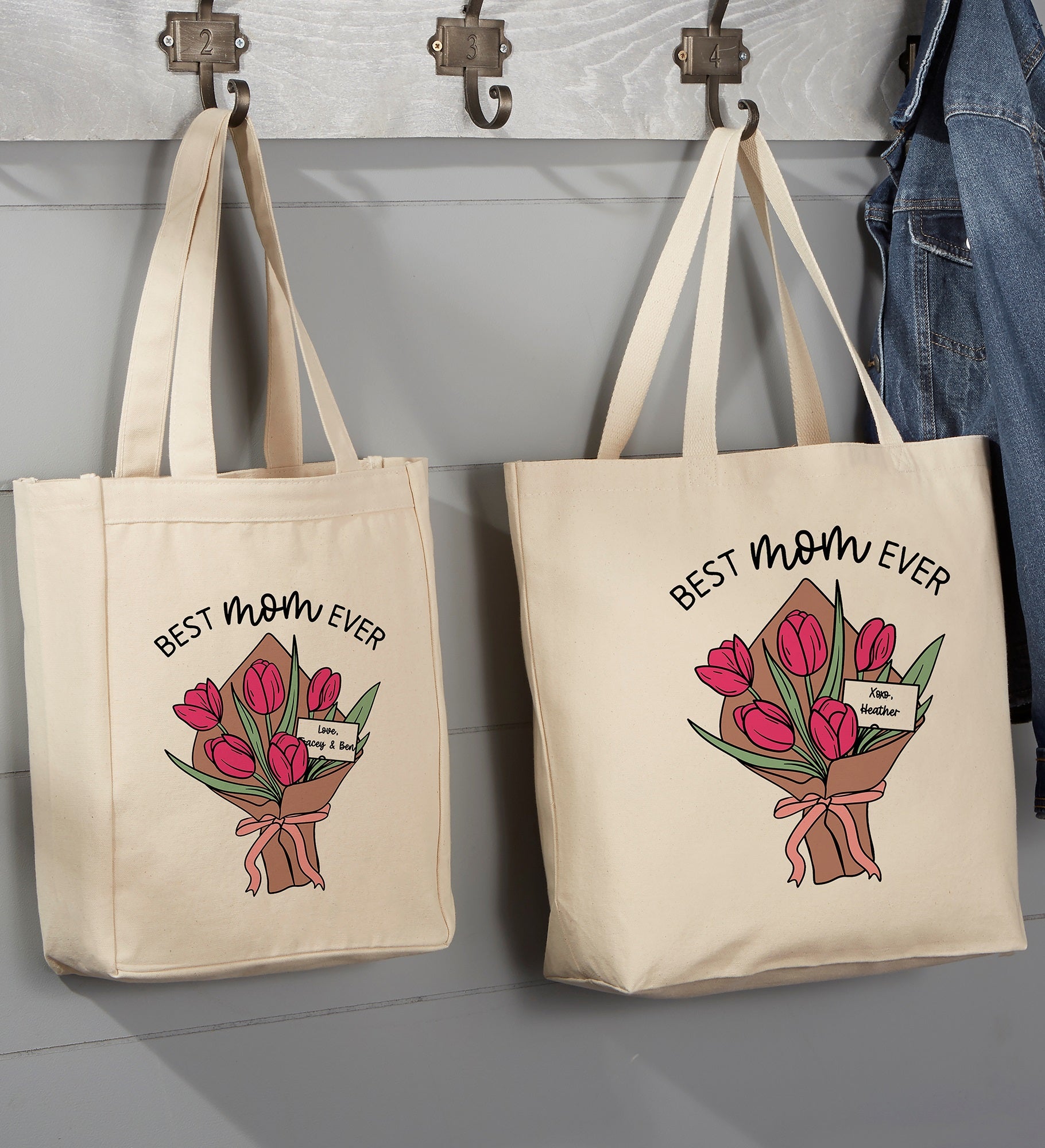 Kittenish Personalized Bouquet for Mom Canvas Tote Bags