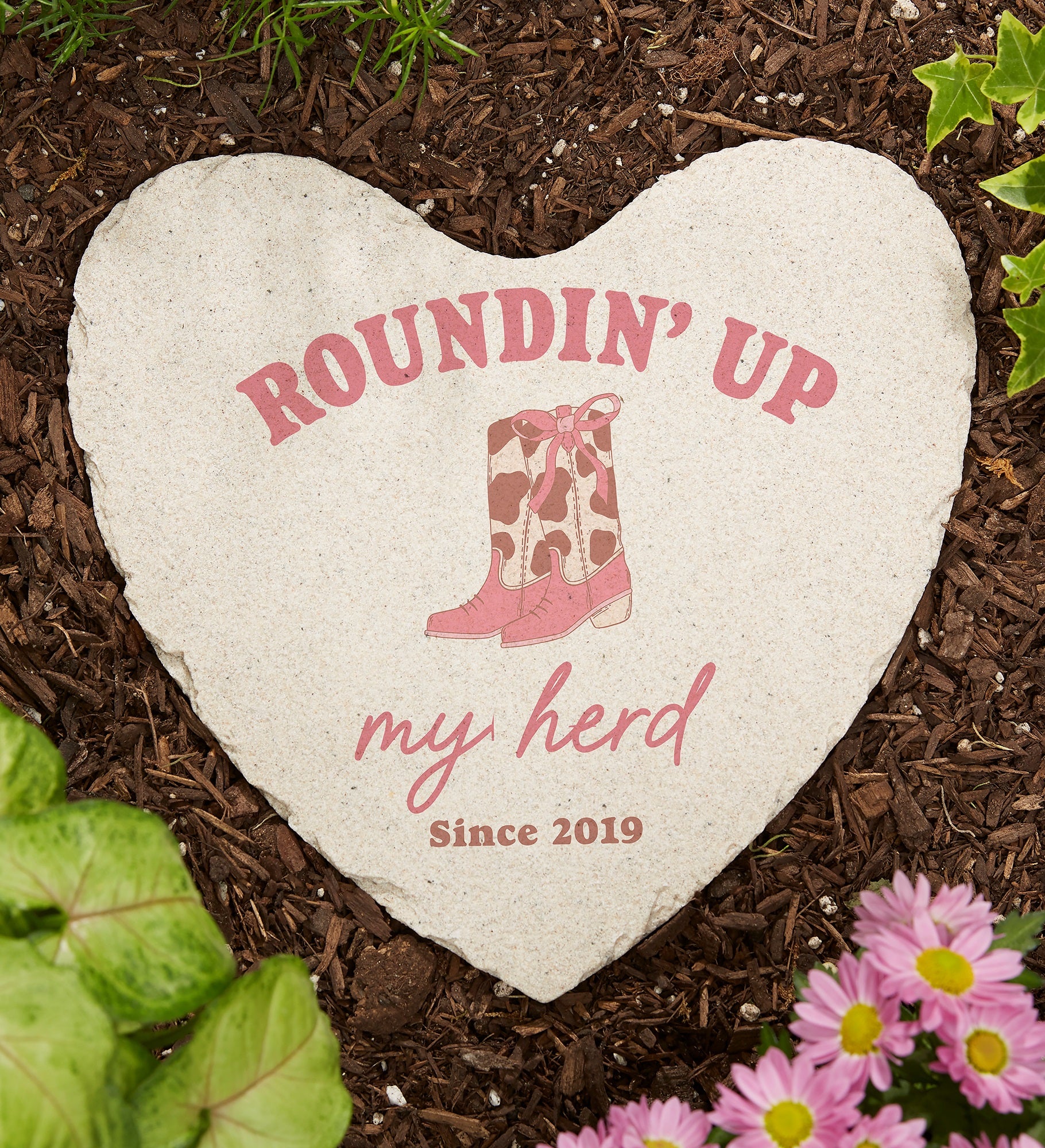Kittenish Western Personalized Heart Garden Stones for Mom