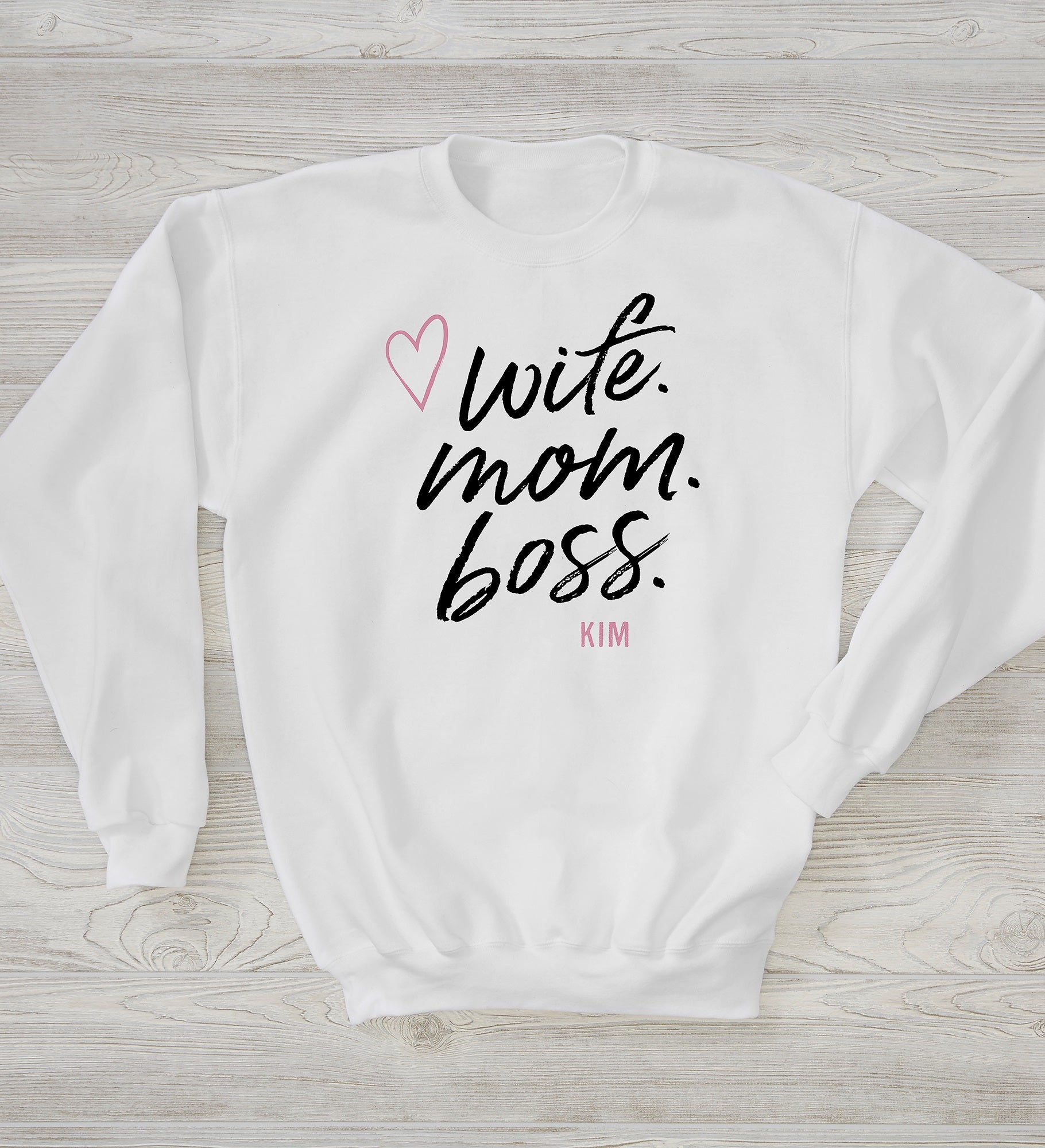 Kittenish Wife. Mom. Boss. Personalized Sweatshirts