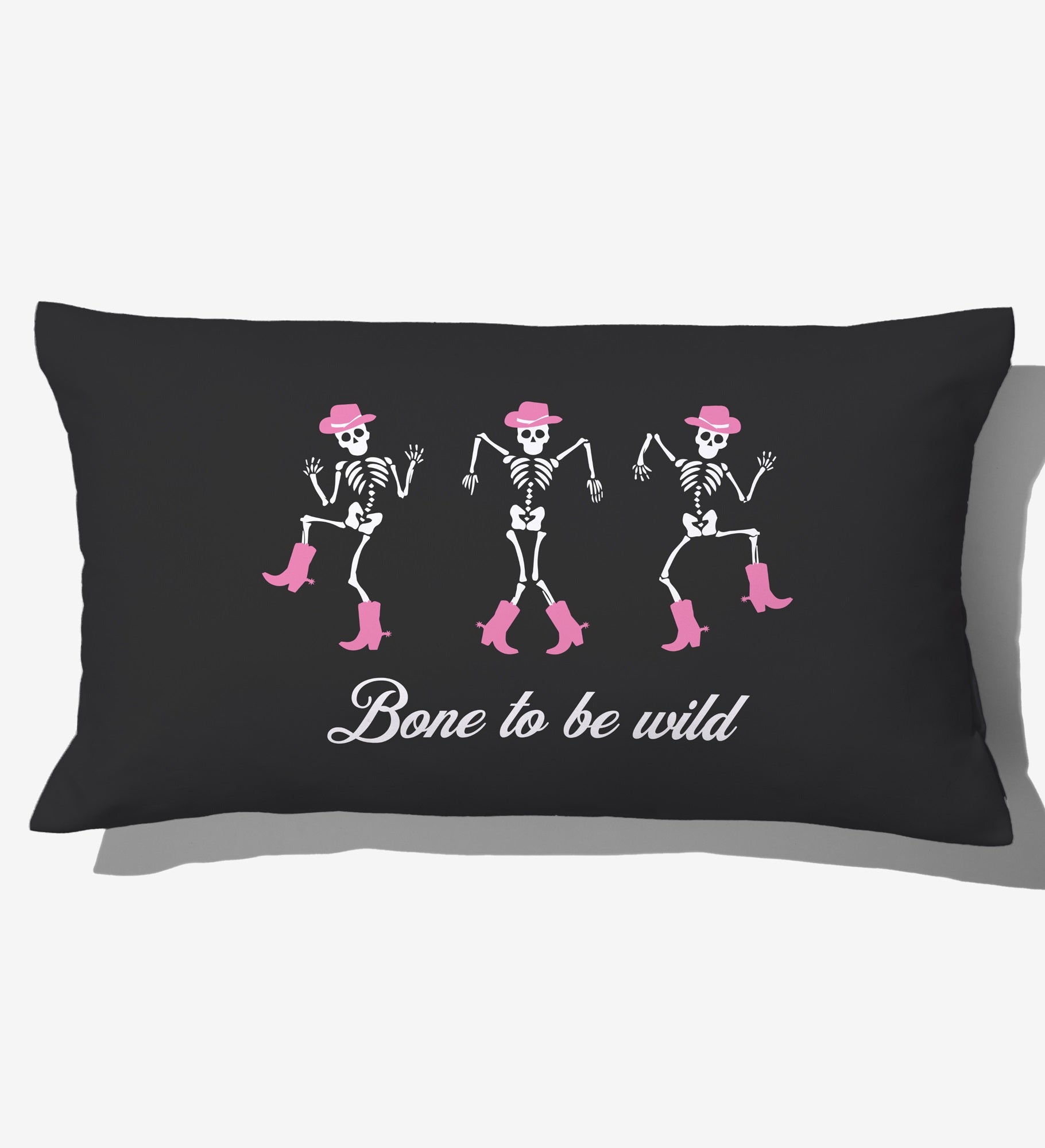Kittenish Personalized Pinkoween Skeleton Lumbar Velvet Pillow